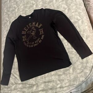 Heisman 2014 Long sleeve T-Shirt L NEW (football) Made Nicaragua. Sparkle Bronze